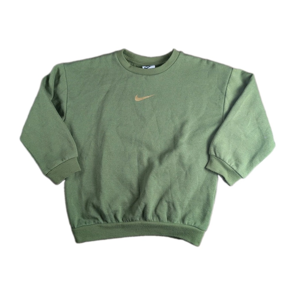 Nike Kids Olive Green Fleece Crewneck Sweatshirt Size 6 (5–6 Years)